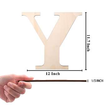 12 Inch Wooden Letter, Smooth Surface Wood Letters for Wall Decor, 1/5 INCH Blank Unfinished Wooden ...