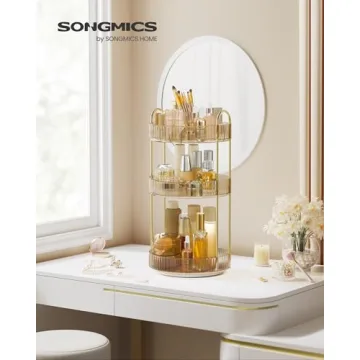 SONGMICS 3-Tier Rotating Makeup Organizer - Stylish & Versatile