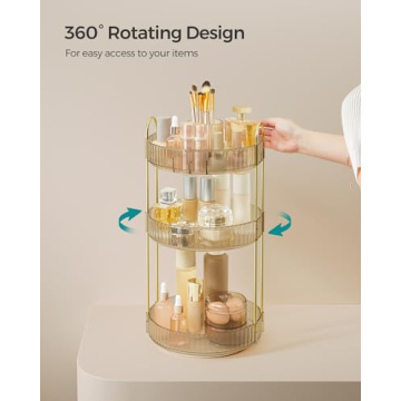 SONGMICS 3-Tier Rotating Makeup Organizer - Stylish & Versatile