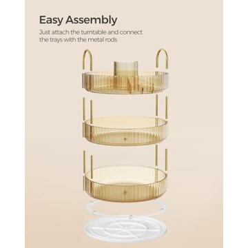 SONGMICS 3-Tier Rotating Makeup Organizer - Stylish & Versatile