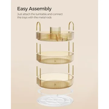 SONGMICS 3-Tier Rotating Makeup Organizer - Stylish & Versatile