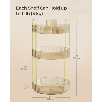 SONGMICS 3-Tier Rotating Makeup Organizer - Stylish & Versatile