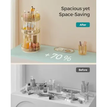SONGMICS 3-Tier Rotating Makeup Organizer - Stylish & Versatile