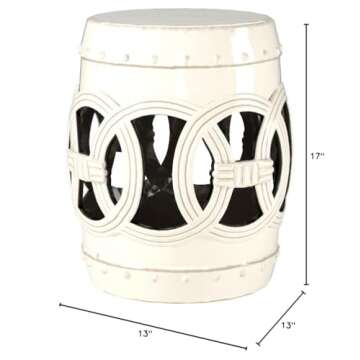 SAFAVIEH ACS4500E Double Coin Ceramic Decorative Garden Stool, 0, Cream