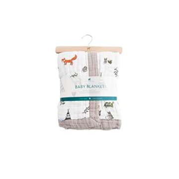 Little Unicorn Newborn Receiving Quilt | Ultra- Soft, Multi-Layered Muslin Fabric | Gift for Newborns & on-The-go (Forest Friends)