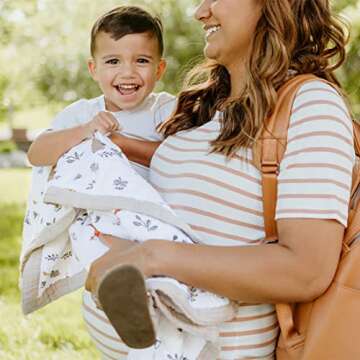 Little Unicorn Newborn Receiving Quilt | Ultra- Soft, Multi-Layered Muslin Fabric | Gift for Newborns & on-The-go (Forest Friends)