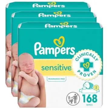 Pampers Sensitive, Water Based Baby Wipes - 168 Count (Pack of 3)