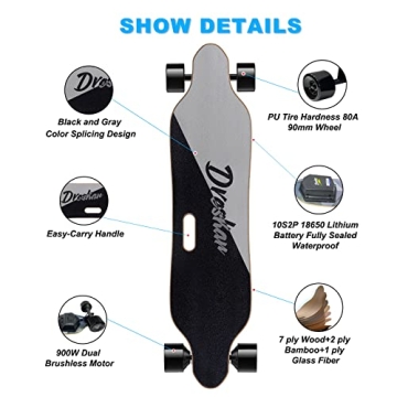 DresKar Electric Skateboard - Speed up to 26 MPH and 12.5 Miles Range