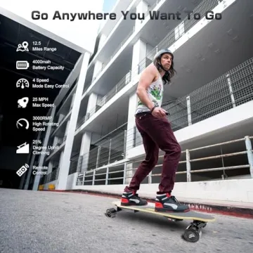 DresKar Electric Skateboard - Speed up to 26 MPH and 12.5 Miles Range