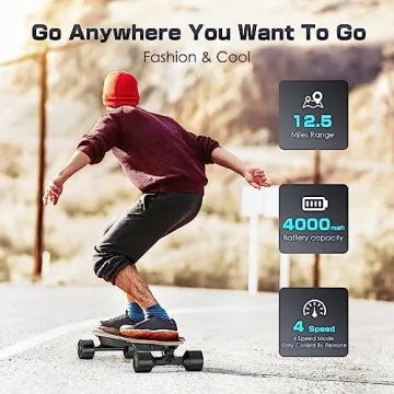 DresKar Electric Skateboard - Speed up to 26 MPH and 12.5 Miles Range