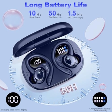 Hupoaf Wireless Earbuds - 50H Deep Bass & IP7 Waterproof