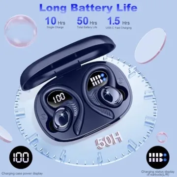 Hupoaf Wireless Earbuds - 50H Deep Bass & IP7 Waterproof