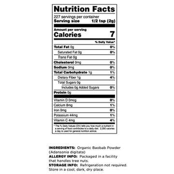 Terrasoul Superfoods Organic Baobab Fruit Powder, 12 Ounces