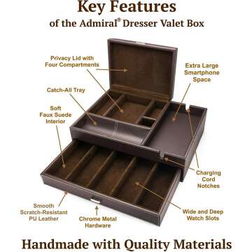 Men's Jewelry & Watch Box Organizer with Charging Station