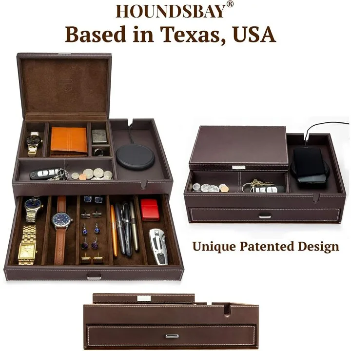 Men's Jewelry & Watch Box Organizer with Charging Station