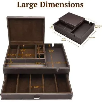 Men's Jewelry & Watch Box Organizer with Charging Station