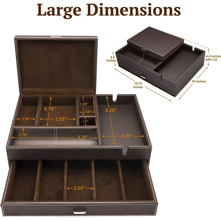 Men's Jewelry & Watch Box Organizer with Charging Station