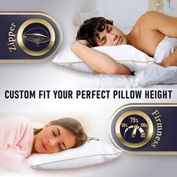 Royal Therapy 2-Pack King Pillows, Memory Foam Pillow, Rayon Derived from Bamboo Pillow, Pillow for Side Sleepers, Bed Pillow, King Size Pillow, Firm Pillow, Shredded Memory Foam Pillows King