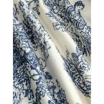 CIDER Toile de Jouy Square Neck Tank Top: Blue, XS