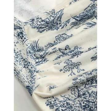 CIDER Toile de Jouy Square Neck Tank Top: Blue, XS