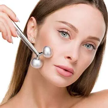 Facial Roller Massager, Cooling Metal to Contour and Reduce Puffiness, Face Lift, Anti-Aging, Skin Tightening & Botox Alternative, Reduce Wrinkles -Gua Sha Not Your Typical Jade Roller Massager