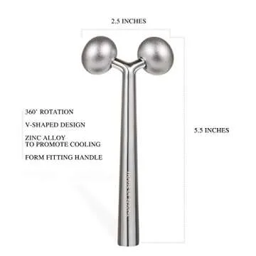 Facial Roller Massager, Cooling Metal to Contour and Reduce Puffiness, Face Lift, Anti-Aging, Skin Tightening & Botox Alternative, Reduce Wrinkles -Gua Sha Not Your Typical Jade Roller Massager