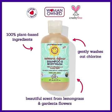 California Baby Swimmer's Defense | Moisturizing After Swim Shampoo For Kids | 100% Plant-Based | Allergy Friendly | 251 mL / 8.5 fl. oz.