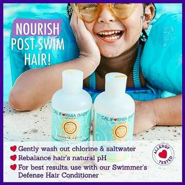 California Baby Swimmer's Defense | Moisturizing After Swim Shampoo For Kids | 100% Plant-Based | Allergy Friendly | 251 mL / 8.5 fl. oz.