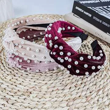 Stylish Pearl-Detail Headbands Set for Women by Makone