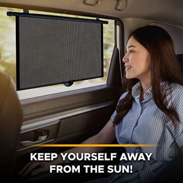 EcoNour Car Window Covers for Baby | Retractable UV Protection Shades (2 Pack) | Ideal for SUVs & Tr...