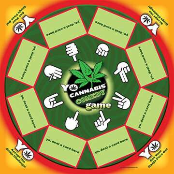 YO CANNABIS Comedy Weed Game for Adults | Fun Game Night and Great Gift Idea | Funny Marijuana Games | Includes Board, 24 Scenario Cards, 120 Answer Cards, Rules and Glossary