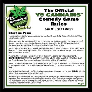 YO CANNABIS Comedy Weed Game for Adults | Fun Game Night and Great Gift Idea | Funny Marijuana Games | Includes Board, 24 Scenario Cards, 120 Answer Cards, Rules and Glossary