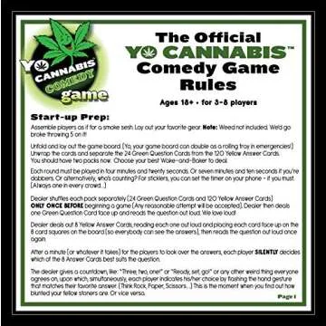 YO CANNABIS Comedy Weed Game for Adults | Fun Game Night and Great Gift Idea | Funny Marijuana Games | Includes Board, 24 Scenario Cards, 120 Answer Cards, Rules and Glossary