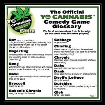YO CANNABIS Comedy Weed Game for Adults | Fun Game Night and Great Gift Idea | Funny Marijuana Games | Includes Board, 24 Scenario Cards, 120 Answer Cards, Rules and Glossary
