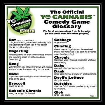 YO CANNABIS Comedy Weed Game for Adults | Fun Game Night and Great Gift Idea | Funny Marijuana Games | Includes Board, 24 Scenario Cards, 120 Answer Cards, Rules and Glossary