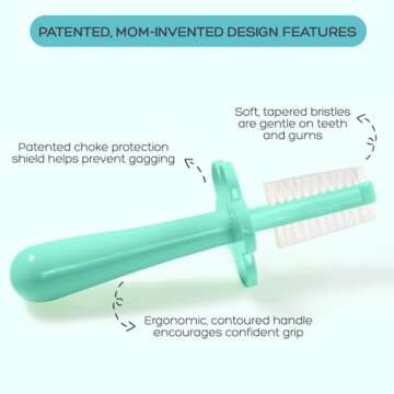 grabease Double Sided Toothbrush - Training Toothbrush First Toothbrush Infant Toddler Baby Toothbrush - BPA-Free & Phthalate-Free for Baby & Toddler - 1 Pack Mint Baby Toothbrush 12 Months and Up