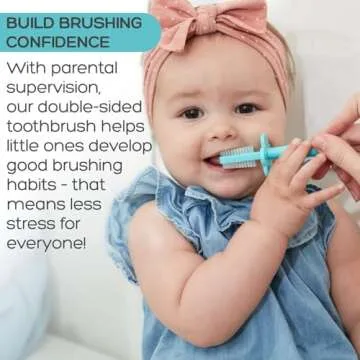 grabease Double Sided Toothbrush - Training Toothbrush First Toothbrush Infant Toddler Baby Toothbrush - BPA-Free & Phthalate-Free for Baby & Toddler - 1 Pack Mint Baby Toothbrush 12 Months and Up