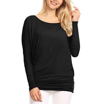 LL WT826 Women's Casual Flowy Draped Long Sleeve Batwing Dolman Top – Soft & Comfortable Loose Fit...