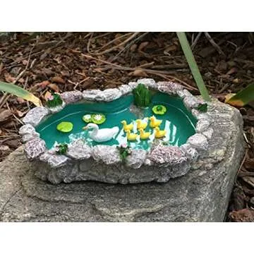 GlitZGlam Duck Pond -Mother and Ducklings! A Miniature Duck Pond for a Miniature Fairy Garden and Miniature Garden Accessories