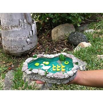 GlitZGlam Duck Pond -Mother and Ducklings! A Miniature Duck Pond for a Miniature Fairy Garden and Miniature Garden Accessories