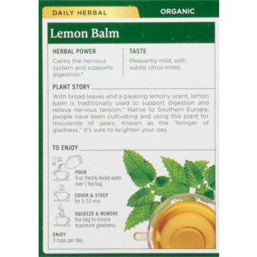 Organic Lemon Balm Herbal Tea for Calming and Digestion