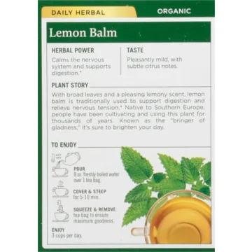 Organic Lemon Balm Herbal Tea for Calming and Digestion