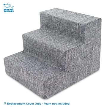 Best Pet Supplies Foam Pet Steps Cover for Small Dogs and Cats, Portable Ramp Stairs for Couch, Sofa...