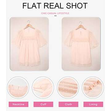 Dokotoo Womens 2024 Stylish Spring Summer Front Lace Crochet Panel Pom Pom Strappy Crew Neck Short Sleeve Shirts Soft Cute Solid Basic Blouses Tops Apricot XL