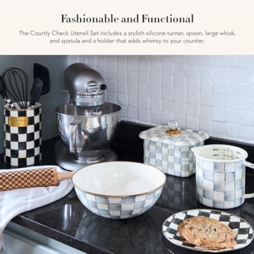 MACKENZIE-CHILDS Enamel Utensil Set with Cute Holder