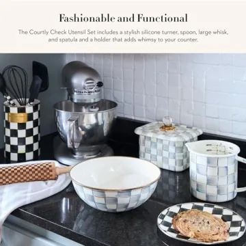 MACKENZIE-CHILDS Enamel Utensil Set with Cute Holder