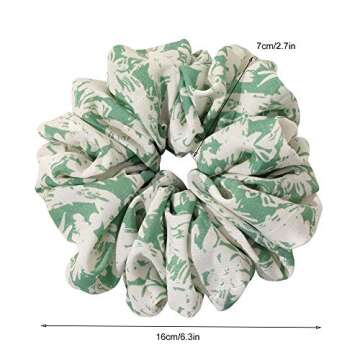 Scrunchies Hair Ties for Women - Big Silk Satin Scrunchie Exra Large Jumbo Gaint Oversized Cute Chiffon Scrunchy for Curl Thick Hair Green Ligas Para el Cabello De Mujer Decorations Gift for Girls