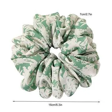 Scrunchies Hair Ties for Women - Big Silk Satin Scrunchie Exra Large Jumbo Gaint Oversized Cute Chiffon Scrunchy for Curl Thick Hair Green Ligas Para el Cabello De Mujer Decorations Gift for Girls