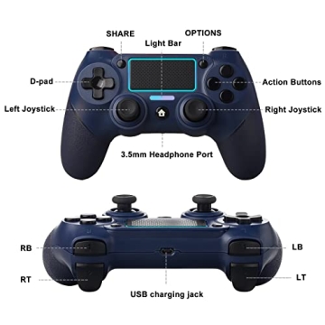 Jusubb PS4 Controller Replacement Programmable 6-axis Gyro