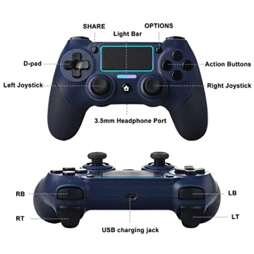 Jusubb PS4 Controller Replacement Programmable 6-axis Gyro